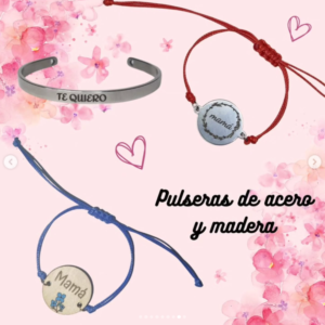 Pulseras de Acero y Madera Día de la Madre